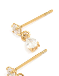Gold Plated Surgical Steel Small Cubic Zirconia Drop Earrings - link has visual effect only