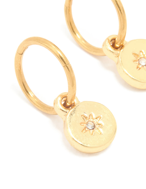 Gold Plated Surgical Steel Thin Disc Star Clicker Eaerings