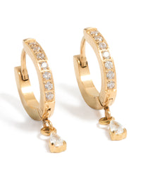 Gold Plated Surgical Steel Cubic Zirconia Pavé Huggie Earrings 2-Pack - link has visual effect only