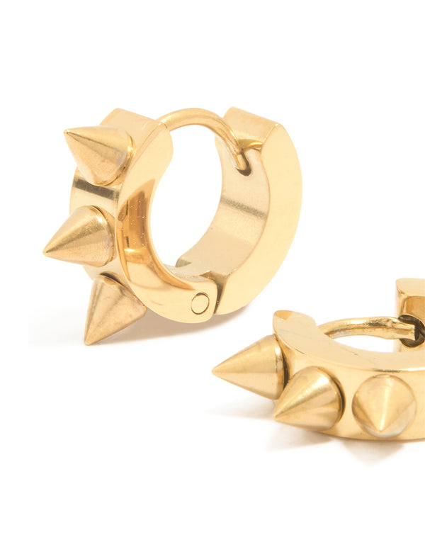 Gold Plated Surgical Steel Pointed Spikey Clicker Earrings