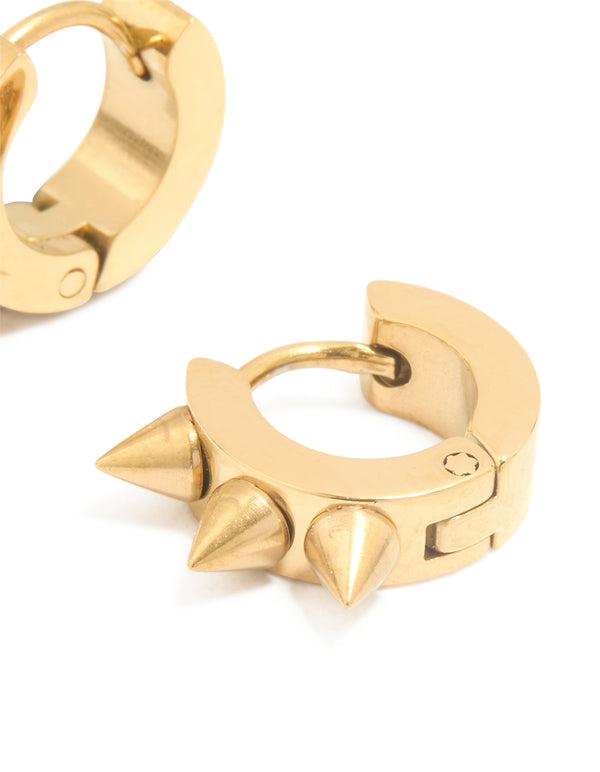 Gold Plated Surgical Steel Pointed Spikey Clicker Earrings