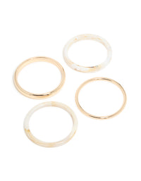 Gold & White Acrylic Marble Thin Bangles 4-Pack - link has visual effect only