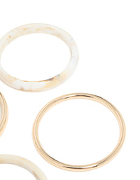 Gold & White Acrylic Marble Thin Bangles 4-Pack - link has visual effect only