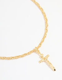 Gold Plated Twisted Chain Cross Necklace - link has visual effect only