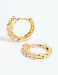 Gold Plated Cubic Zirconia Thin Huggie Earrings - link has visual effect only