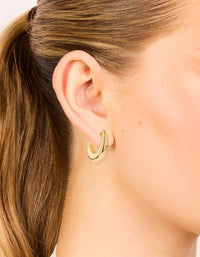 Gold Plated Elongated Hoop Earrings - link has visual effect only