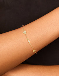 Gold Plated Cubic Zirconia & Heart Bracelet - link has visual effect only