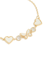 Gold Plated Cubic Zirconia Butterfly & Heart Toggle Bracelet - link has visual effect only