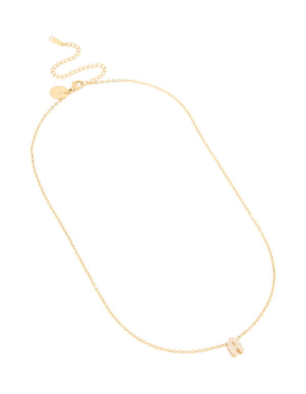 Waterproof Gold Plated Stainless Steel Cubic Zirconia Mini Pavé Letter A Necklace