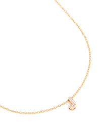 Waterproof Gold Plated Stainless Steel Cubic Zirconia Mini Pavé Letter J Necklace - link has visual effect only