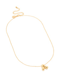Waterproof Gold Plated Stainless Steel Large Bubble Letter A Necklace - link has visual effect only