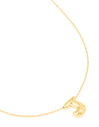 Waterproof Gold Plated Stainless Steel Large Bubble Letter J Necklace - link has visual effect only