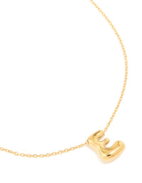 Waterproof Gold Plated Stainless Steel Large Bubble Letter E Necklace - link has visual effect only