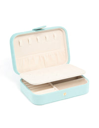 Light Blue Velvet Rectangle Jewellery Box - link has visual effect only