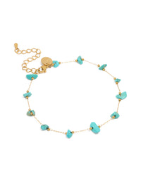 Waterproof Gold Plated Stainless Steel Blue Semi Precious Stone Anklet - link has visual effect only