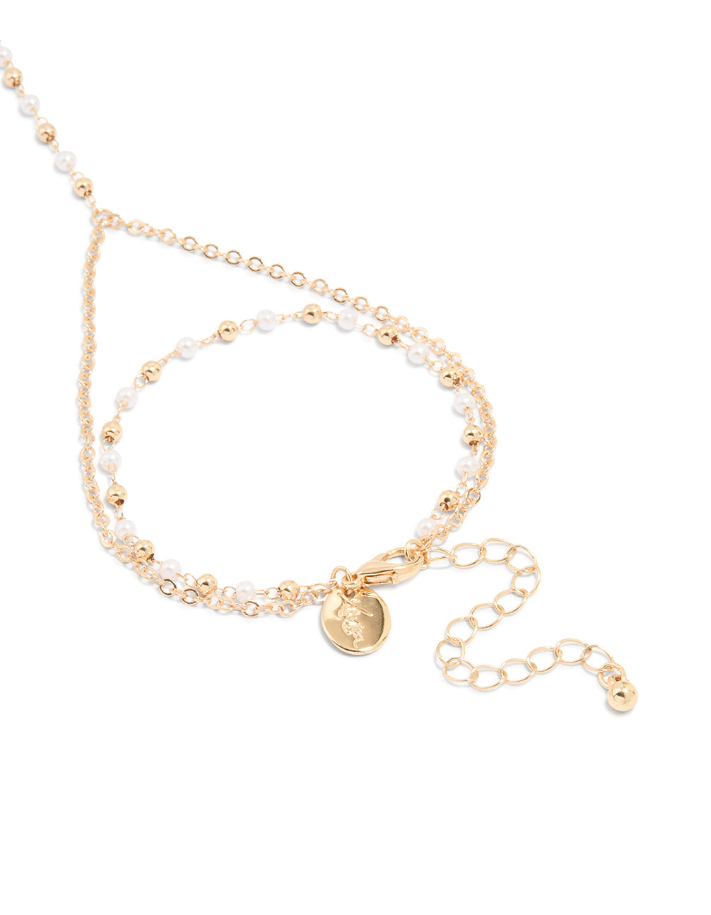 Gold Pearl Dainty Hand Chain