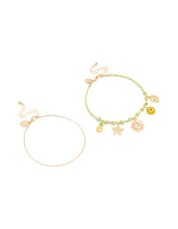 Gold Star & Rope Evil Eye Anklets 2-Pack - link has visual effect only