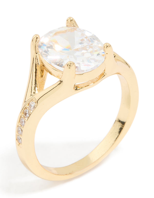 Gold Plated Cubic Zirconia Oval Ring
