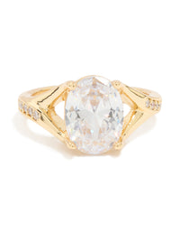 Gold Plated Cubic Zirconia Oval Ring - link has visual effect only
