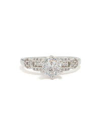 Silver Cubic Zirconia Small Round Ring - link has visual effect only