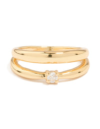Gold Plated Cubic Zirconia Multirow Ring - link has visual effect only