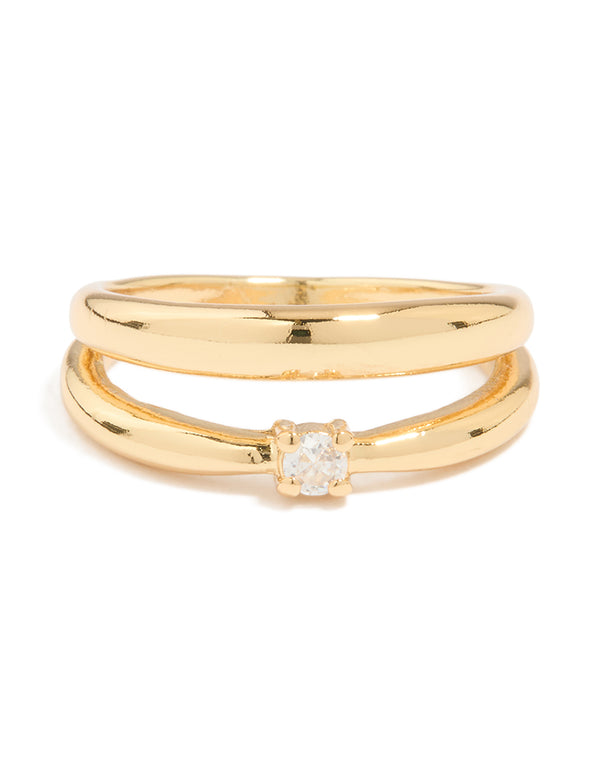 Gold Plated Cubic Zirconia Multirow Ring