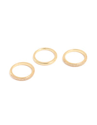 Gold Plated Cubic Zirconia Band Rings 3-Pack - link has visual effect only