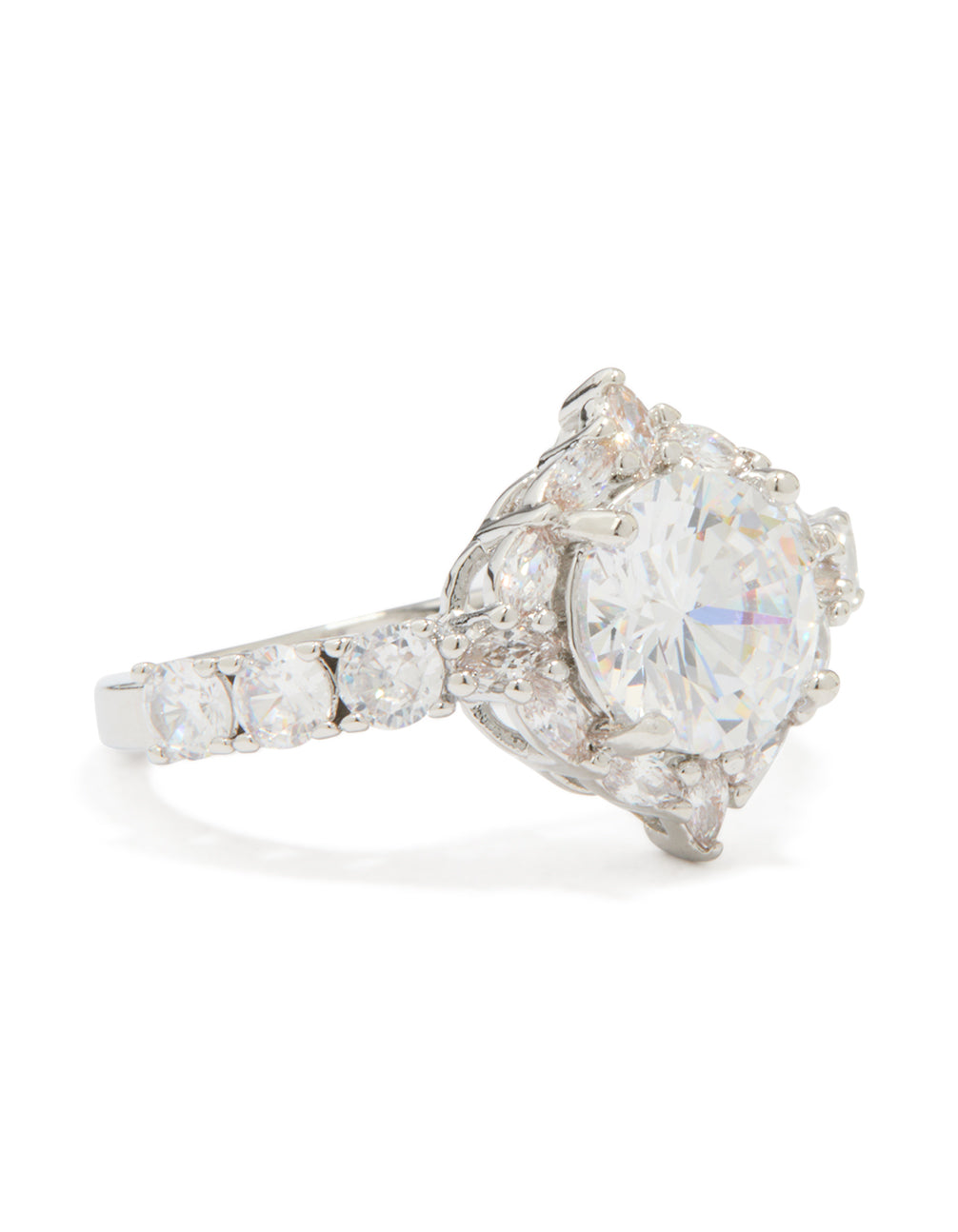 Silver Cubic Zirconia Circle Thin Ring