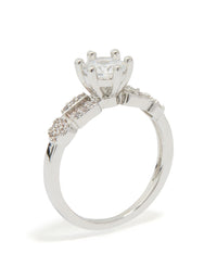 Silver Cubic Zirconia Small Round Ring - link has visual effect only