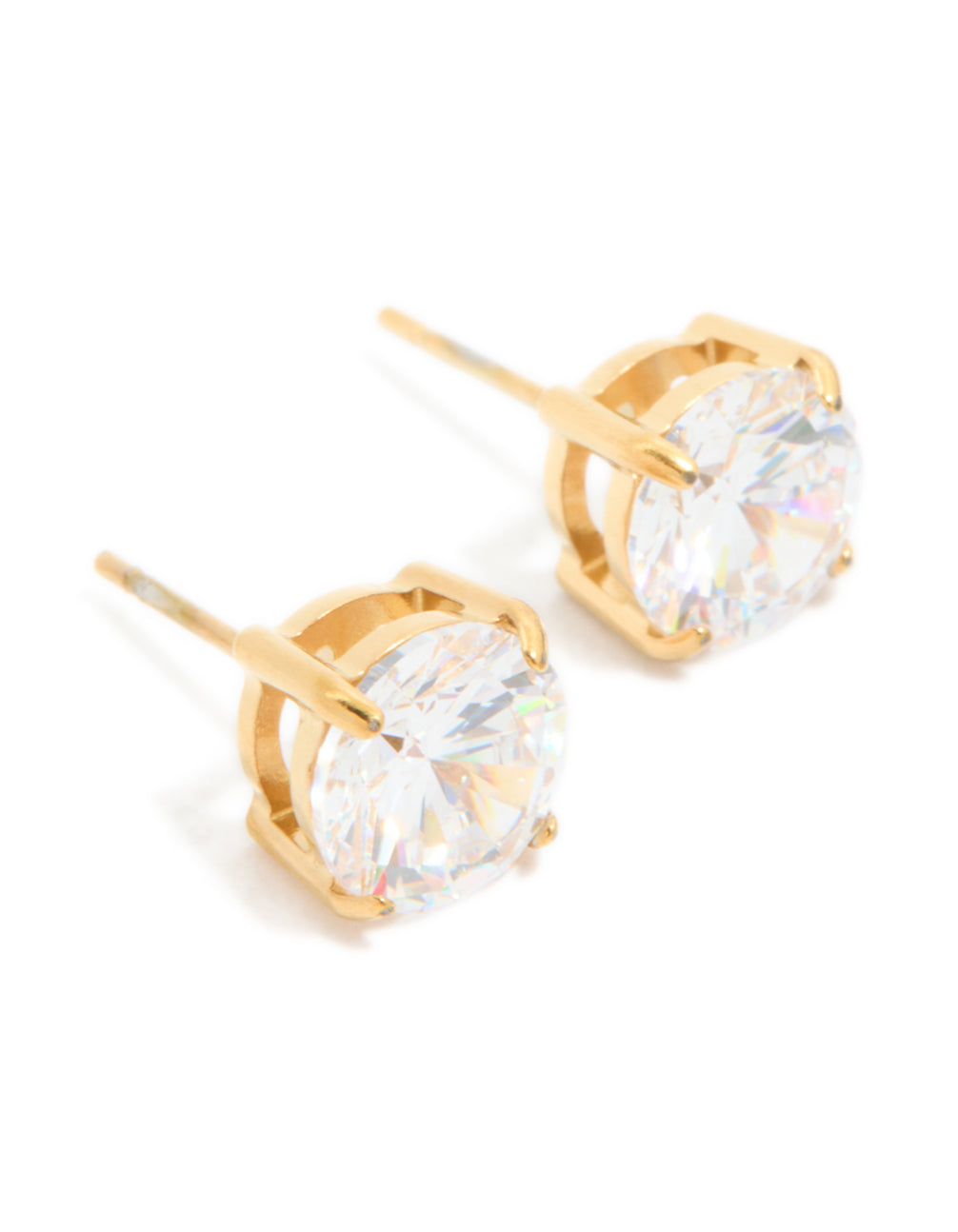 Gold Plated Surgical Steel 8mm Prism Stud Earrings