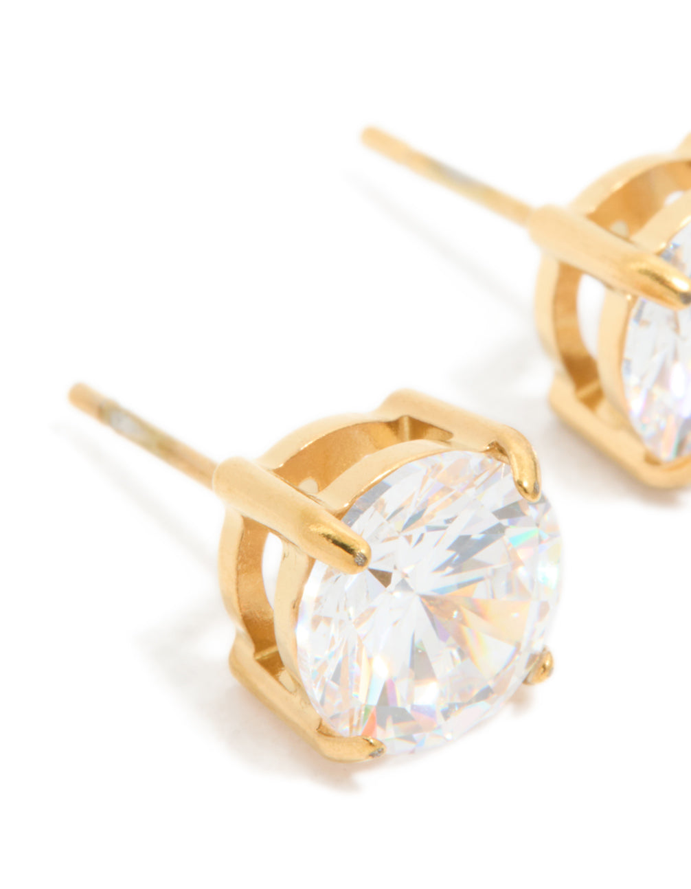 Gold Plated Surgical Steel 8mm Prism Stud Earrings