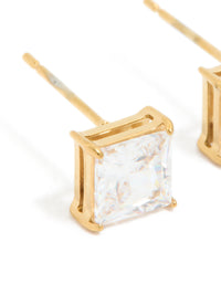 Gold Plated Surgical Steel 6mm Prism Square Stud Earrings - link has visual effect only
