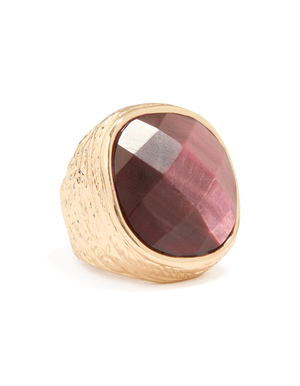 Gold Burgundy Jewel Ring