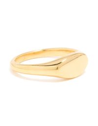 Waterproof Gold Plated Stainless Steel Oval Signet Ring - link has visual effect only