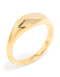 Waterproof Gold Plated Stainless Steel Oval Signet Ring - link has visual effect only