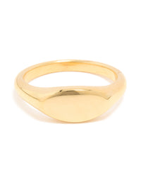 Waterproof Gold Plated Stainless Steel Oval Signet Ring - link has visual effect only
