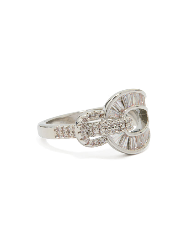 Silver Cubic Zirconia Knot Ring