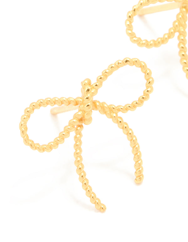 Gold Plated Sterling Silver Large Bow Earrings