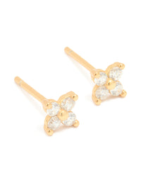 Gold Plated Sterling Silver Cubic Zirconia Mini Flower Earrings - link has visual effect only