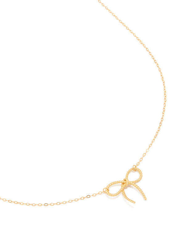 Gold Plated Sterling Silver Large Bow Necklace