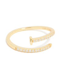 Gold Plated Sterling Silver Adjustable Nail Ring - link has visual effect only