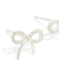 Sterling Silver Large Cubic Zirconia Bow Stud Earrings - link has visual effect only