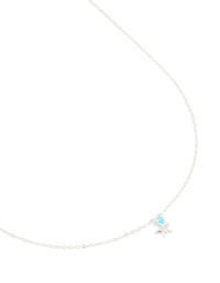 Sterling Silver Blue Cubic Zirconia & Starfish Pendant Necklace - link has visual effect only