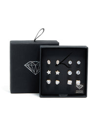 Gold Cubic Zirconia Stud Earrings 6-Pack - link has visual effect only