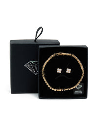 Gold Cubic Zirconia Tennis Bracelet & Earrings Set - link has visual effect only