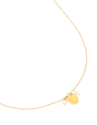 Waterproof Gold Plated Stainless Steel Lemon & Flower Cluster Necklace - link has visual effect only
