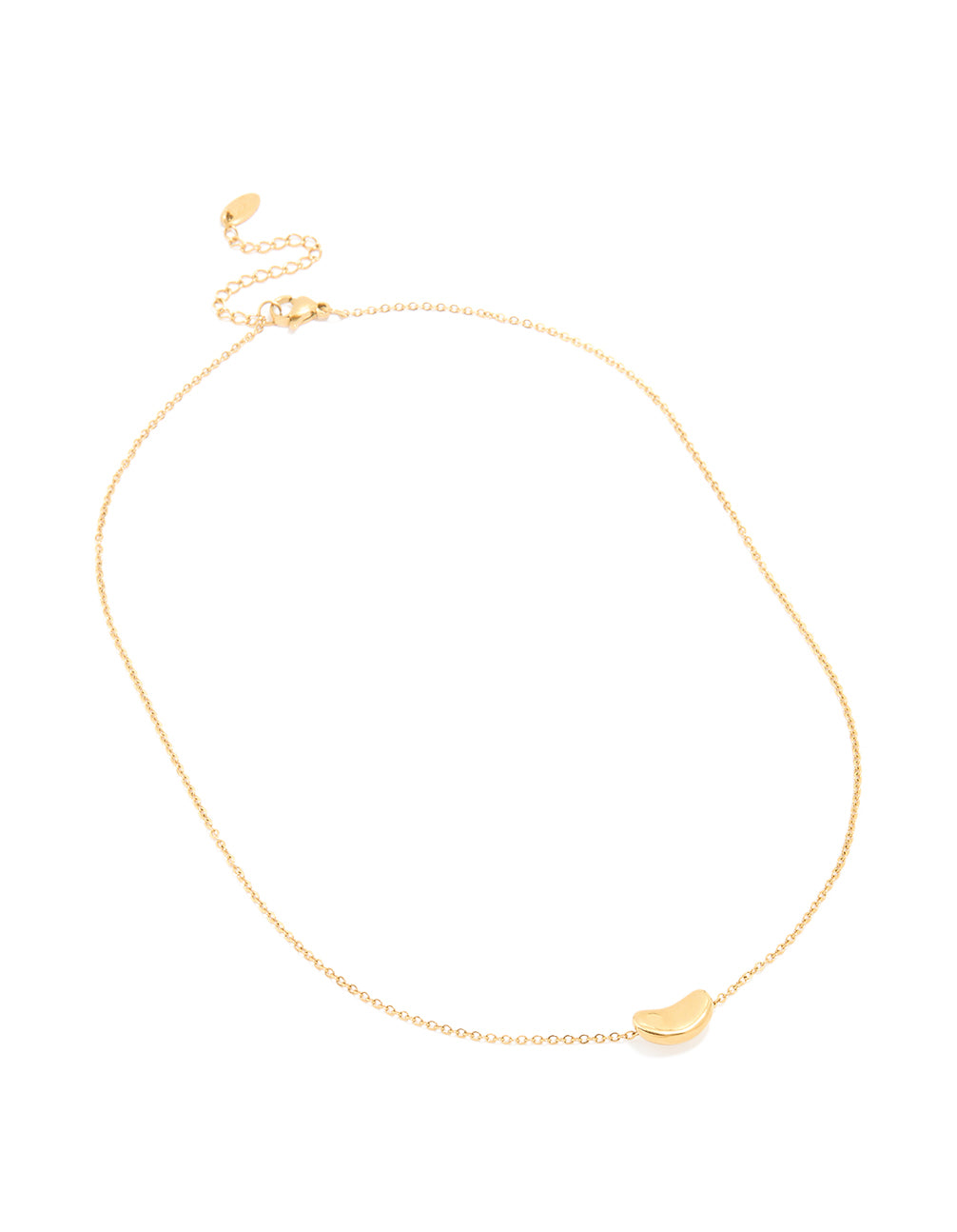 Waterproof Gold Plated Stainless Steel Small Bean Pendant Necklace