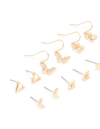 Gold Mixed Diamante Cherry Earrings 8-Pack - link has visual effect only