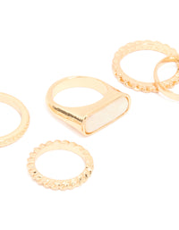 Gold Pearl Signet Rings 5-Pack - link has visual effect only