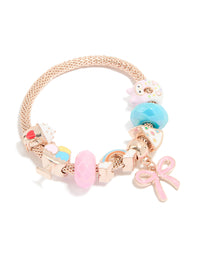 Kids Rose Gold Diamante & Bow Charm Bracelet - link has visual effect only